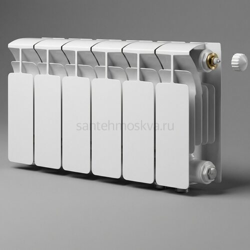 Радиатор биметаллический Base 200 Ventil VR - 6 секций c нижним правым подключением R-BA-200-06-VR