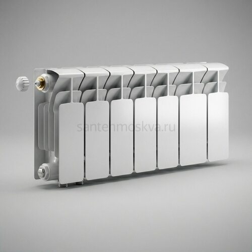 Радиатор биметаллический Base 200 Ventil VL - 8 секций c нижним левым подключением R-BA-200-08-VL