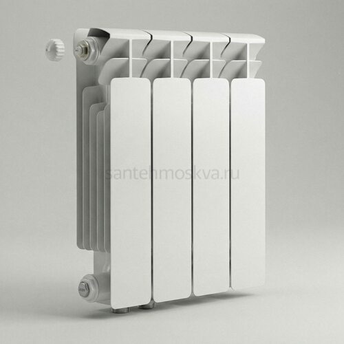 Радиатор биметаллический Base 350 Ventil VL - 4 секций c нижним левым подключением R-BA-350-04-VL