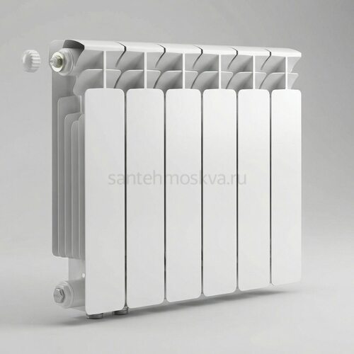 Радиатор биметаллический Base 350 Ventil VL - 6 секций c нижним левым подключением R-BA-350-06-VL