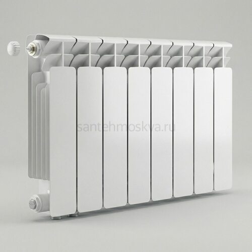 Радиатор биметаллический Base 350 Ventil VL - 8 секций c нижним левым подключением R-BA-350-08-VL