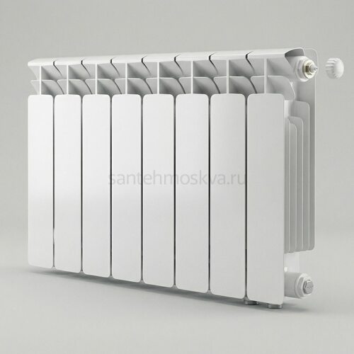 Радиатор биметаллический Base 350 Ventil VR - 8 секций c нижним правым подключением R-BA-350-08-VR