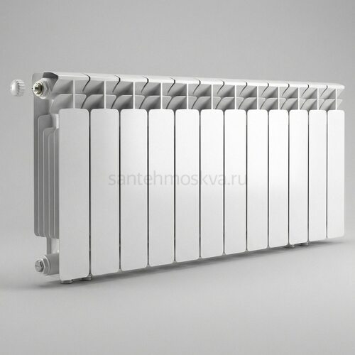 Радиатор биметаллический Base 350 Ventil VL - 12 секций c нижним левым подключением R-BA-350-12-VL