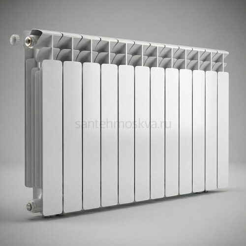 Радиатор биметаллический Base 500 Ventil VL - 12 секций c нижним левым подключением R-BA-500-12-VL