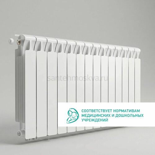 Радиатор биметаллический Mon. 500 Ventil VL - 14 секций c нижним левым подключением