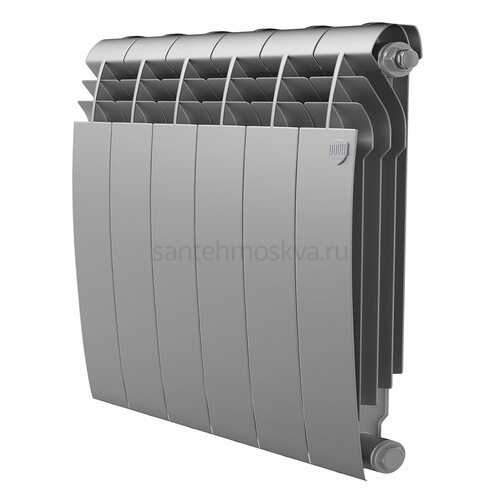 Радиатор биметаллический Royal Thermo Biliner 500 - 6 секций Silver Satin с боковым подключением (Роял Термо)