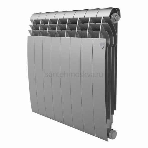 Радиатор биметаллический Royal Thermo Biliner 500 - 8 секций Silver Satin с боковым подключением (Роял Термо)