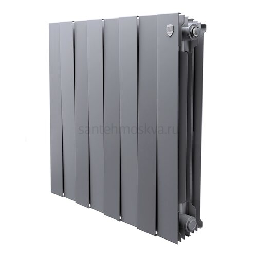 Радиатор биметаллический Royal Thermo Pianoforte 500 - 8 секций Silver Satin с боковым подключением (Роял Термо)
