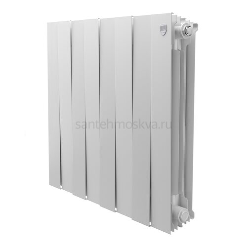 Радиатор биметаллический Royal Thermo Pianoforte 500 - 8 секций Bianco Traffico с боковым подключением (Роял Термо)