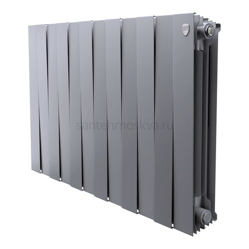 Радиатор биметаллический Royal Thermo Pianoforte 500 - 12 секций Silver Satin с боковым подключением (Роял Термо)