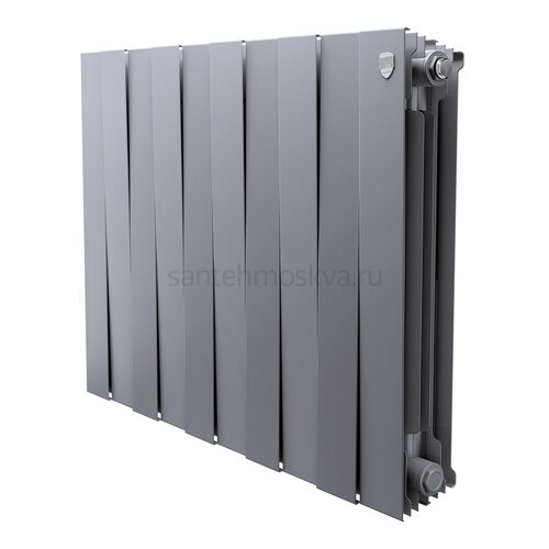 Радиатор биметаллический Royal Thermo Pianoforte 500 - 10 секций Silver Satin с боковым подключением (Роял Термо)
