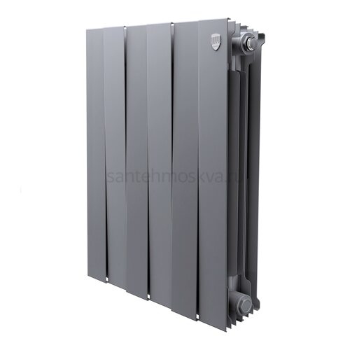 Радиатор биметаллический Royal Thermo Pianoforte 500 - 6 секций Silver Satin с боковым подключением (Роял Термо)