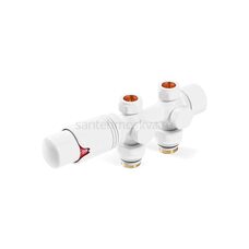 Узел нижнего подключения универсальный Delta Duo белый RAL 9016 с термоголовкой М30x1.5