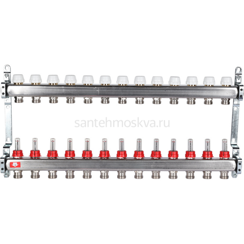 Коллектор Италия из нержавеющей стали с расходомерами на 13 контуров SMS 0917 000013