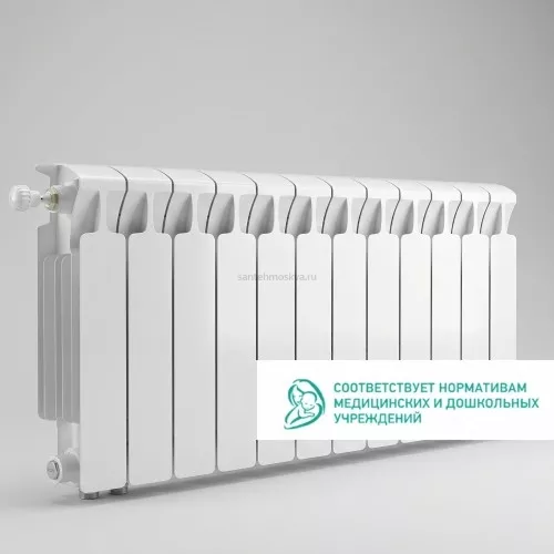 Радиатор биметаллический Mon. 350 Ventil VL - 12 секций c нижним левым подключением