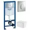Инсталляция Grohe Rapid SL 38721001, 3 в 1 с кнопкой смыва + унитаз BelBagno Due безободковый, BB3103CHR/SC