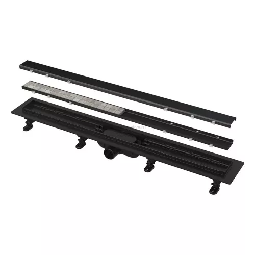 Водоотводящий желоб Alcaplast APZ19BLACK-650 с двухсторонней решеткой черный-матовый