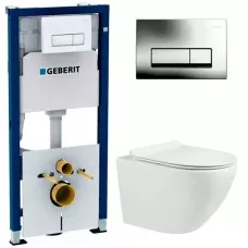 Инсталляция Geberit Duofix 458.128.21.1 + унитаз Belbagno UNO-TOR BB5177CH-TOR/SC TORNADO