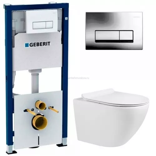 Инсталляция Geberit Duofix 458.128.21.1 + унитаз Belbagno UNO-TOR BB5177CH-TOR/SC TORNADO