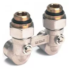 Блок шаровых кранов REHAU RAUTITAN G1/2xG3/4 с соединительным ниппелем, угловой 12407371001 Блок шаровых кранов REHAU RAUTITAN G1/2xG3/4 с соединительным ниппелем, угловой 12407371001