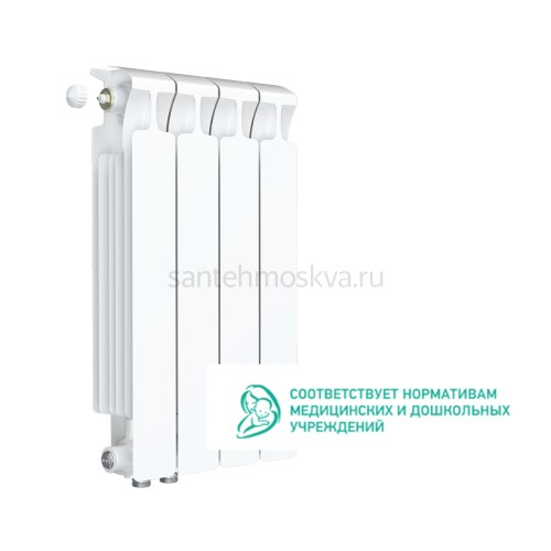 Радиатор биметаллический Rifar Monolit 500 Ventil VL - 4 секций c нижним левым подключением (Рифар)