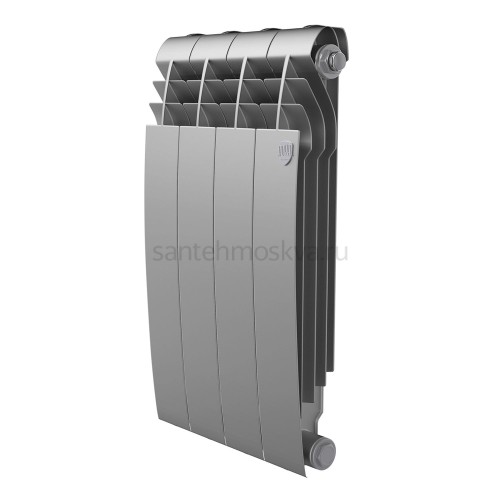 Радиатор биметаллический Royal Thermo Biliner 500 - 4 секций Silver Satin с боковым подключением (Роял Термо)