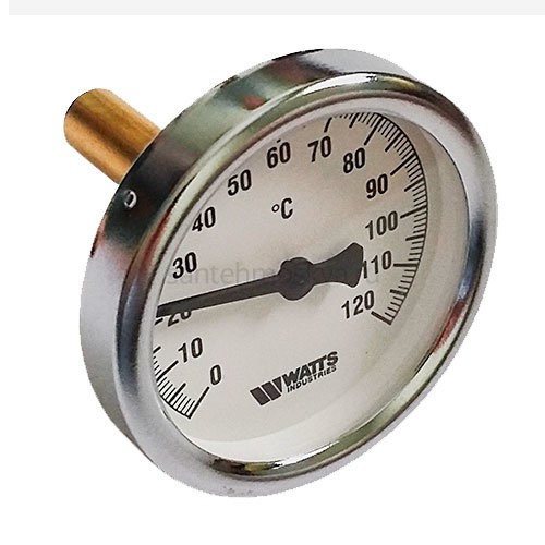 Термометр биметаллический 63 мм с погружной гильзой (50 мм) Watts (Ваттс)